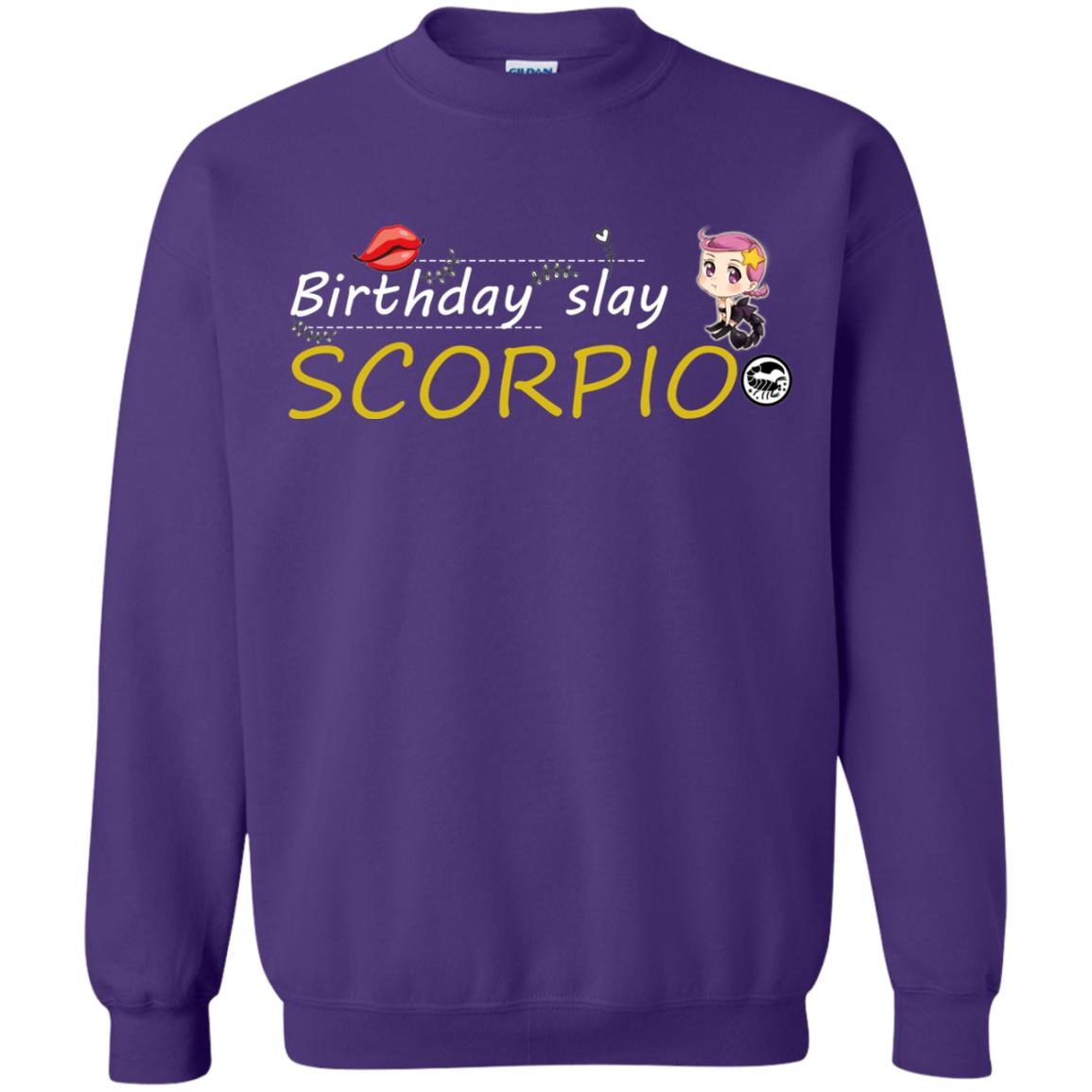 Cute Scorpio Girl Birthday Lip Slay T-shirt Purple