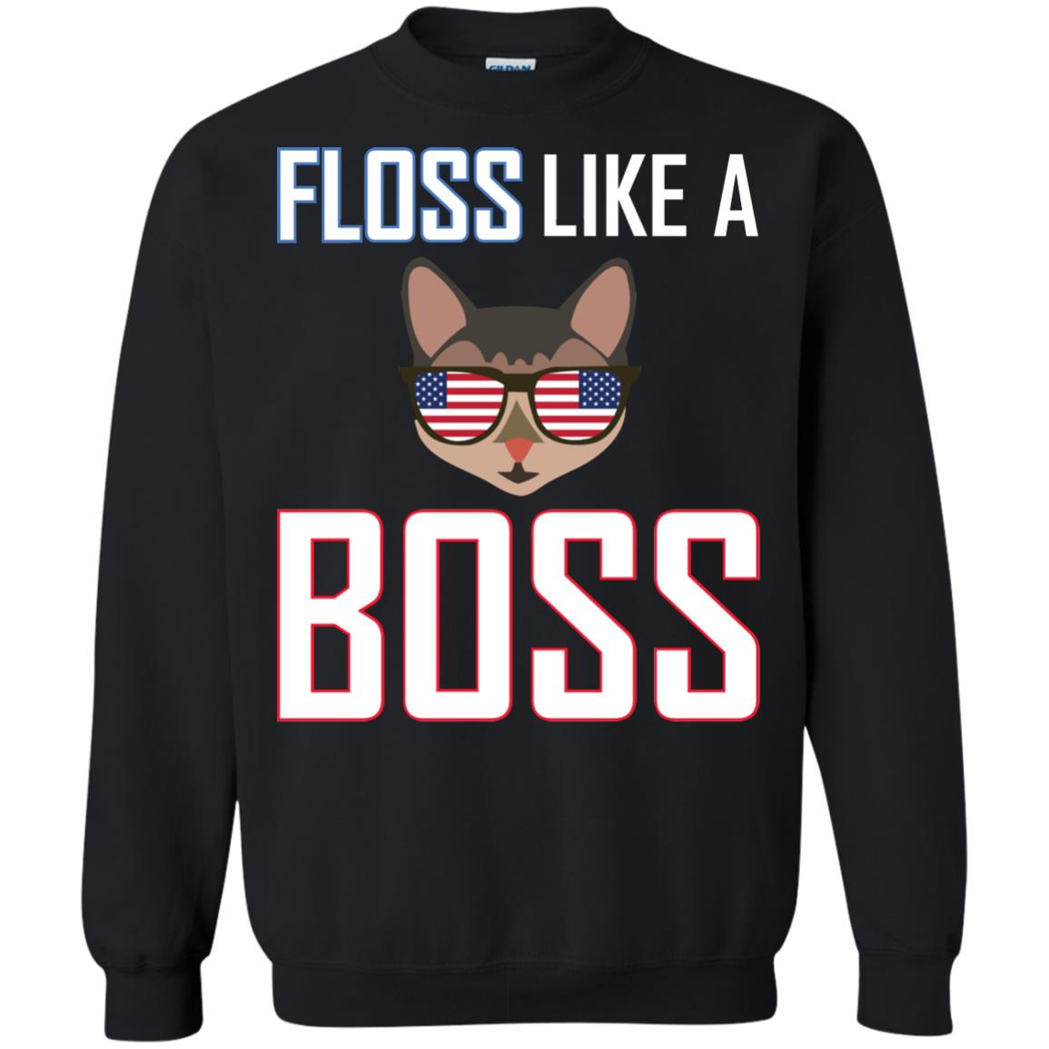 Floss Like A Boss Cat ShirtG180 Gildan Crewneck Pullover Sweatshirt 8 oz.