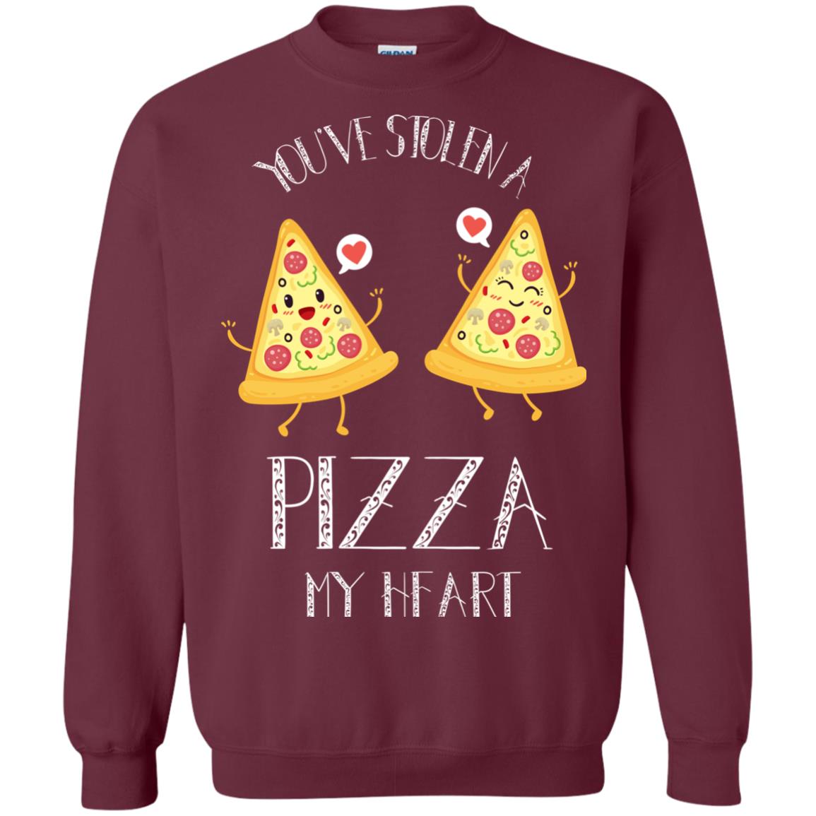 Pizza Lover T-shirt You've Stolen A Pizza My Heart Maroon
