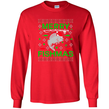 Christmas T-shirt Merry Fishmas Merry Christmas Fisherman Red