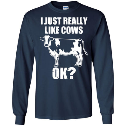 Cow Lover T-shirt I Just Really Like Cows Ok Navy