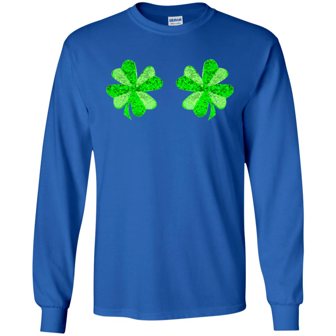 Funny Shamrock Boobs St Patricks Day T-shirt Royal