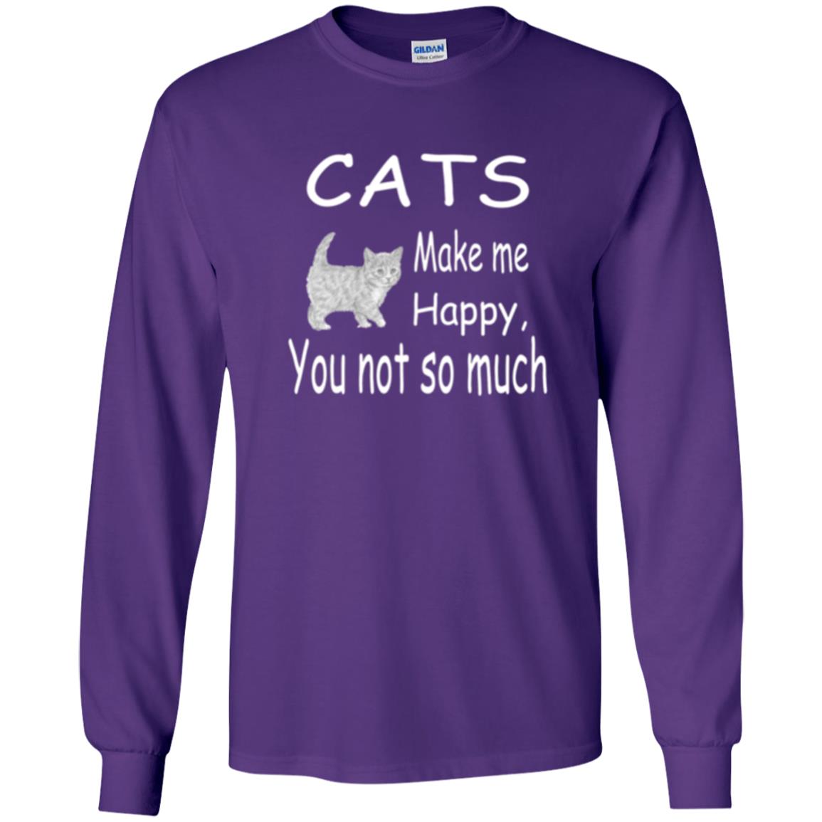 Cat Lover T-shirt Cats Make Me Happy You Not So Much Purple