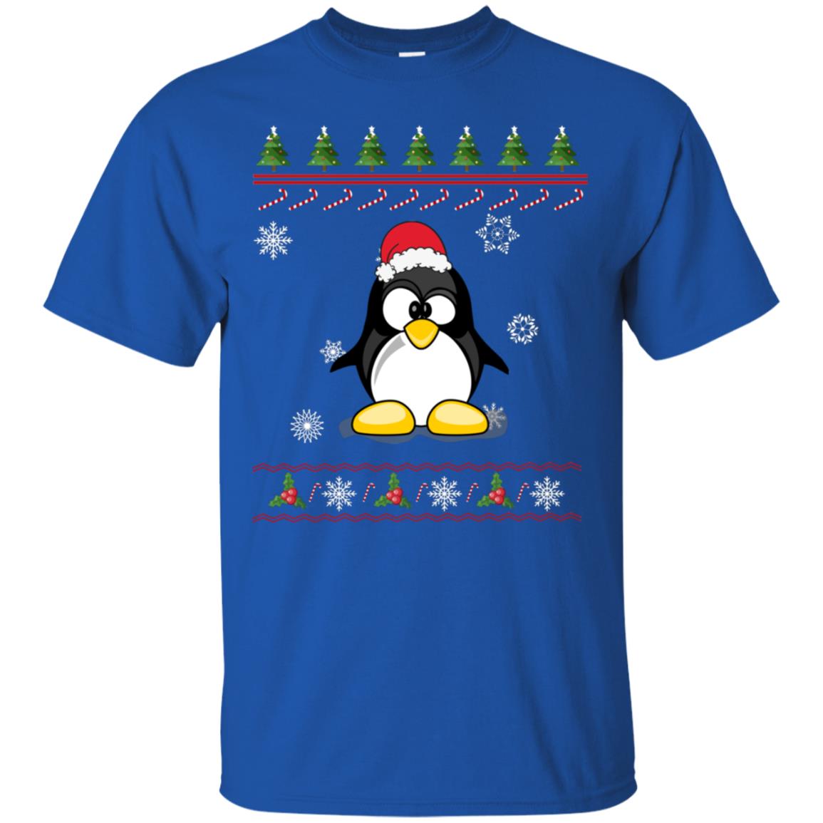 Penguin With Santa Hat Merry X-mas Ugly Christmas Gift Shirt For Mens Womens Kids Royal