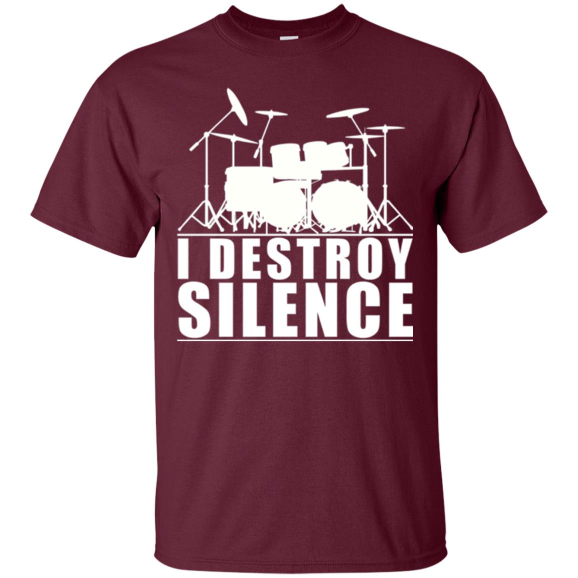 Drums Lover T-shirt I Destroy Silence Maroon