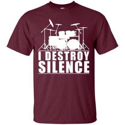 Drums Lover T-shirt I Destroy Silence Maroon