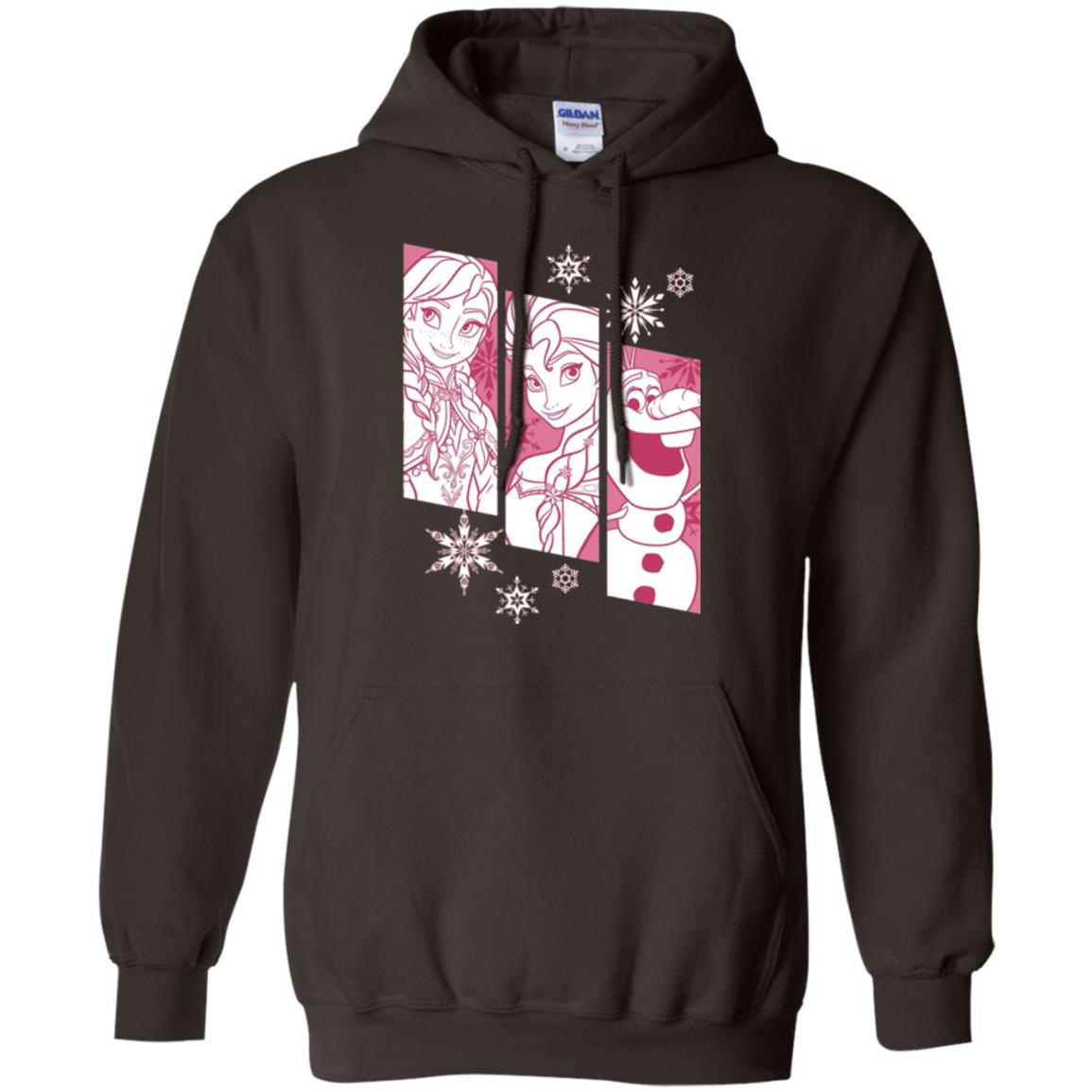 Frozen Anna Elsa Olaf Snowflake Panel Graphic T-shirt Dark Chocolate