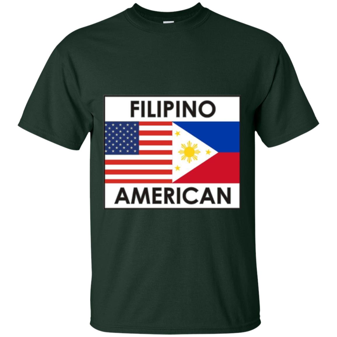 Filipino American T-shirt Philippines Usa Flags Forest Green