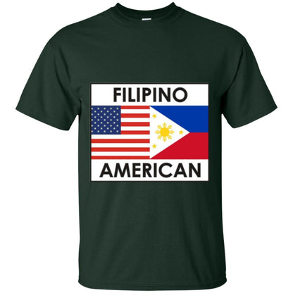 Filipino American T-shirt Philippines Usa Flags Forest Green