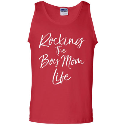 Mom T-shirt Rocking The Boy Mom Life Red