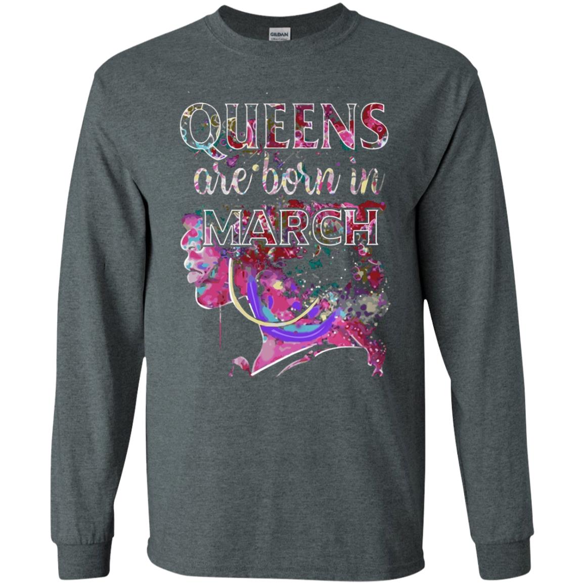 Birthday T-shirt Queens Are Born In March Dark Heather
