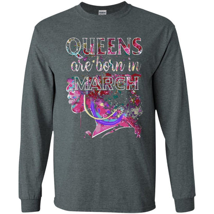 Birthday T-shirt Queens Are Born In March Dark Heather