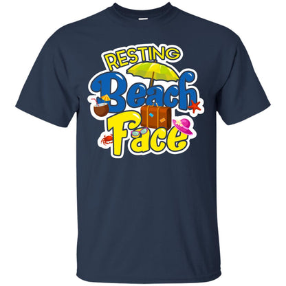 Resting Beach Face Summer Holiday T-shirt Navy