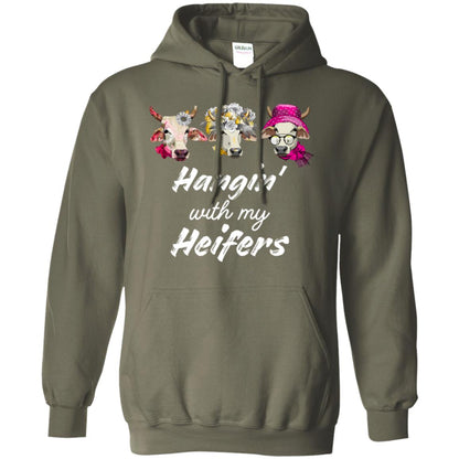Hangin' With My Heifers Shirt Military Green