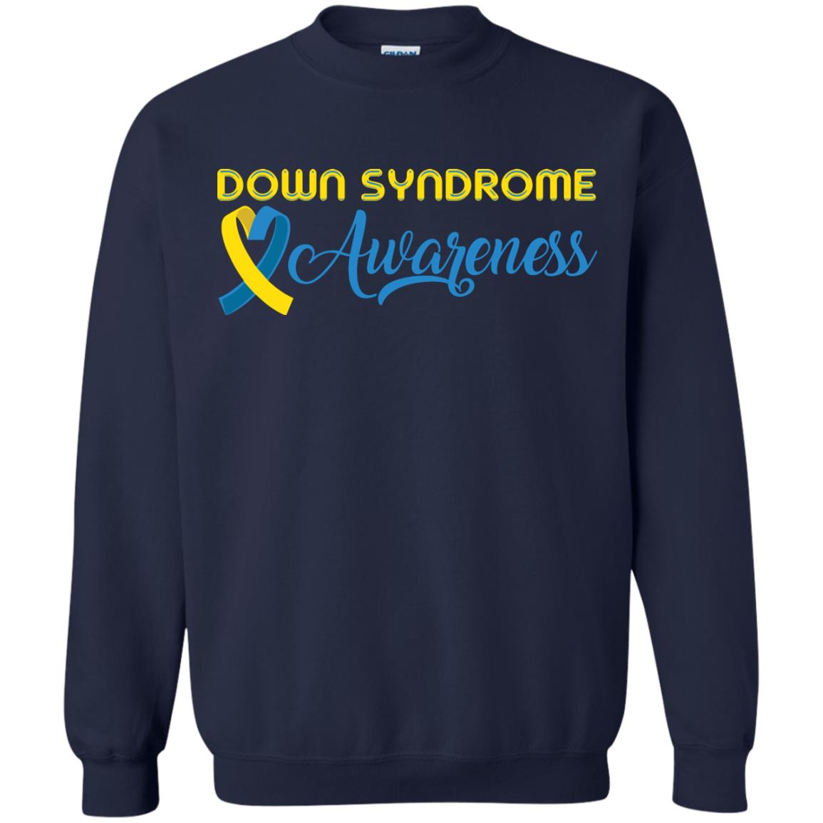 Yellow And Blue Ribbons Down Syndrome Awareness T-shirt Navy