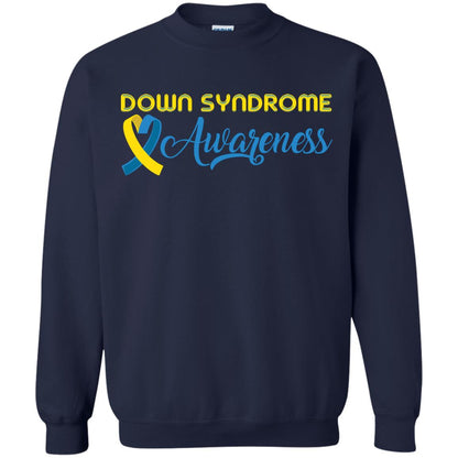 Yellow And Blue Ribbons Down Syndrome Awareness T-shirt Navy