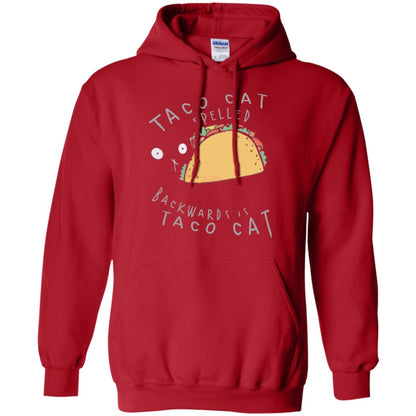 Cat Lovers T-shirt Taco Cat Spelled Backward Is Taco Cat Red