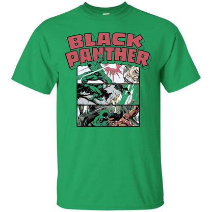 Black Panther Retro Comic Stacked Panel Art T-shirt Irish Green