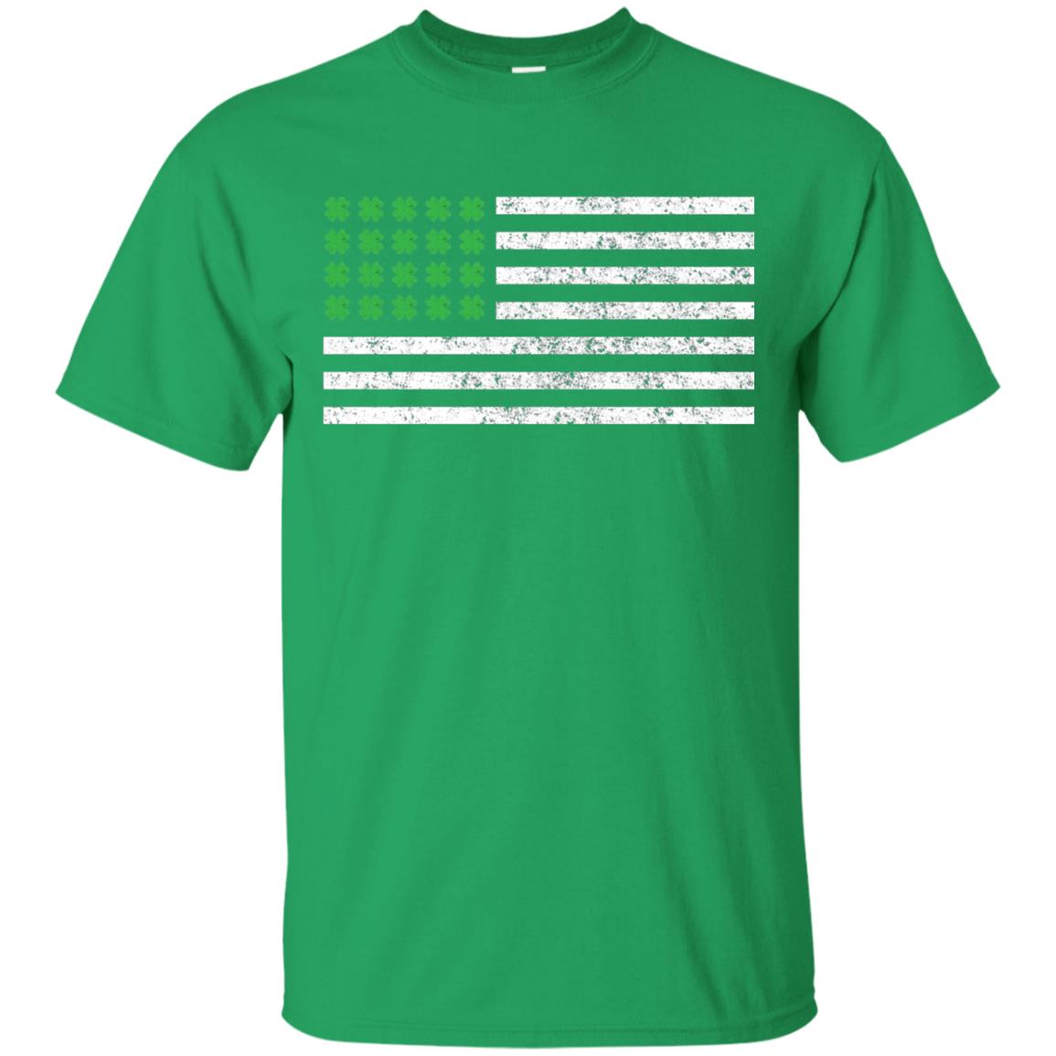 Usa Flag With Irish Shamrock St Patricks Day T-shirt Irish Green