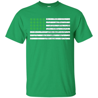Usa Flag With Irish Shamrock St Patricks Day T-shirt Irish Green