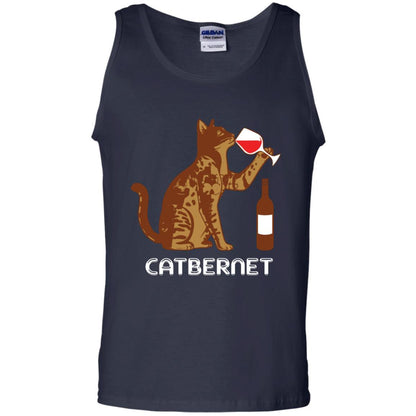 Cat Lovers T-shirt Catbernet Cat Wine Navy
