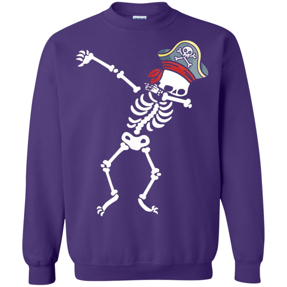 Dabbing Skeleton With Pirates Hat T-shirt Purple