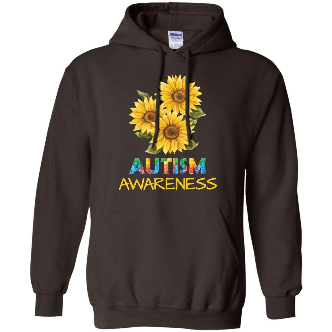 Autism Awareness Sunflower Shirt Dark Chocolate