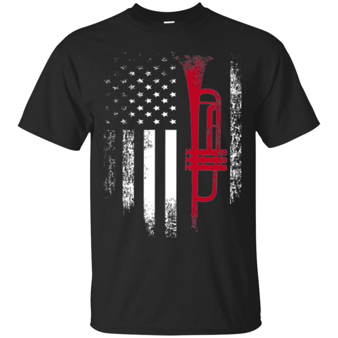 Trumpet Lovers T-shirt American Flag Black