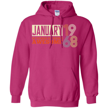 Birthday T-shirt January 1968 50 Years Of Being Awesome Heliconia