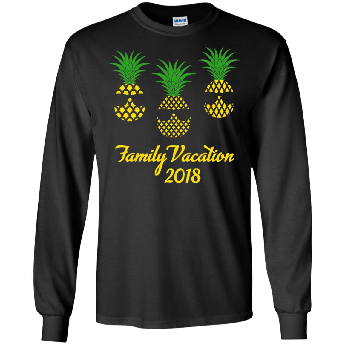 Family Vacation 2018 Shirt Hawaii Pineapple Sunglasses Black