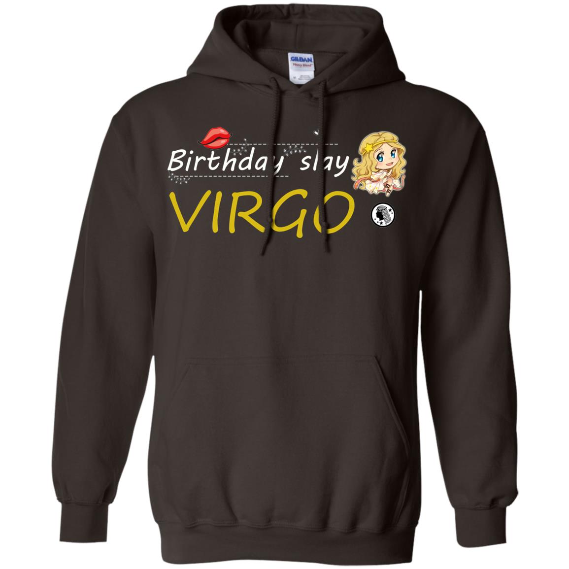 Cute Virgo Girl Birthday Lip Slay T-shirt Dark Chocolate