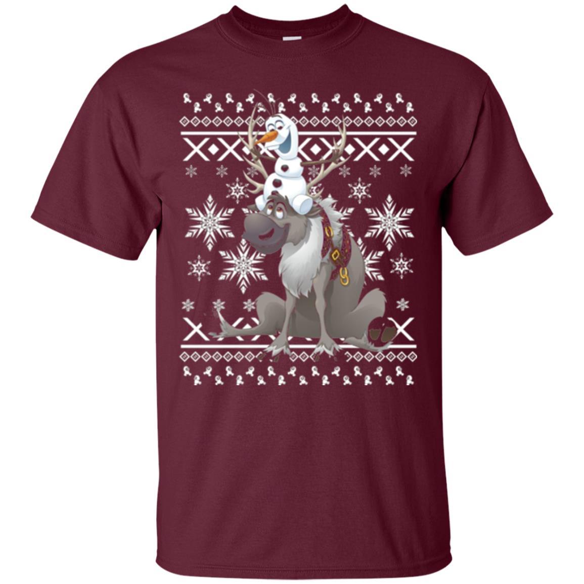 Film T-shirt Frozen Olaf Sven Riding Antler Maroon