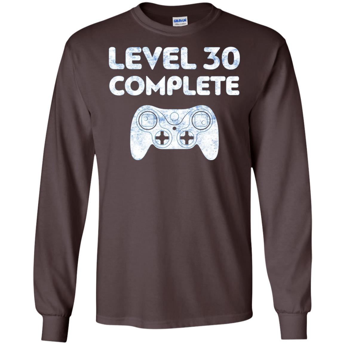 Level 30 Complete Video Gamer 30th Birthday Shirt Dark Chocolate