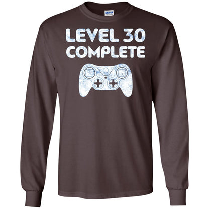 Level 30 Complete Video Gamer 30th Birthday Shirt Dark Chocolate