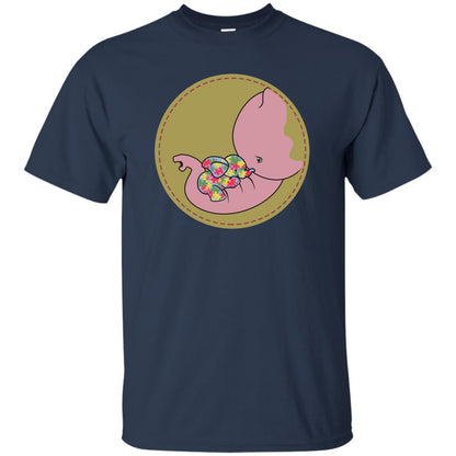 Elephant Mom And Baby Autism Awareness Shirt Navy