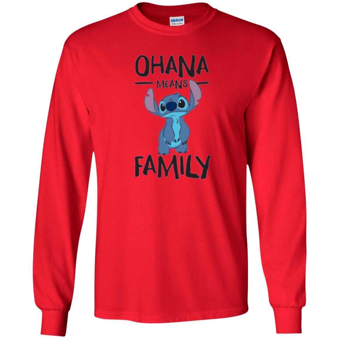 Disney Stitch T-shirt Ohana Means Family Red