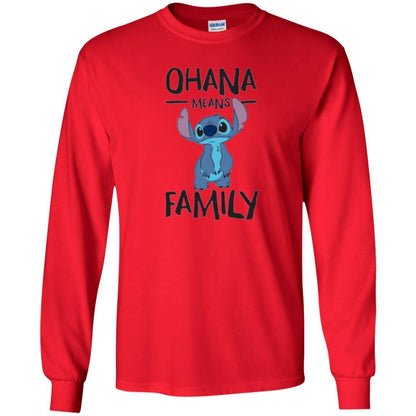 Disney Stitch T-shirt Ohana Means Family Red