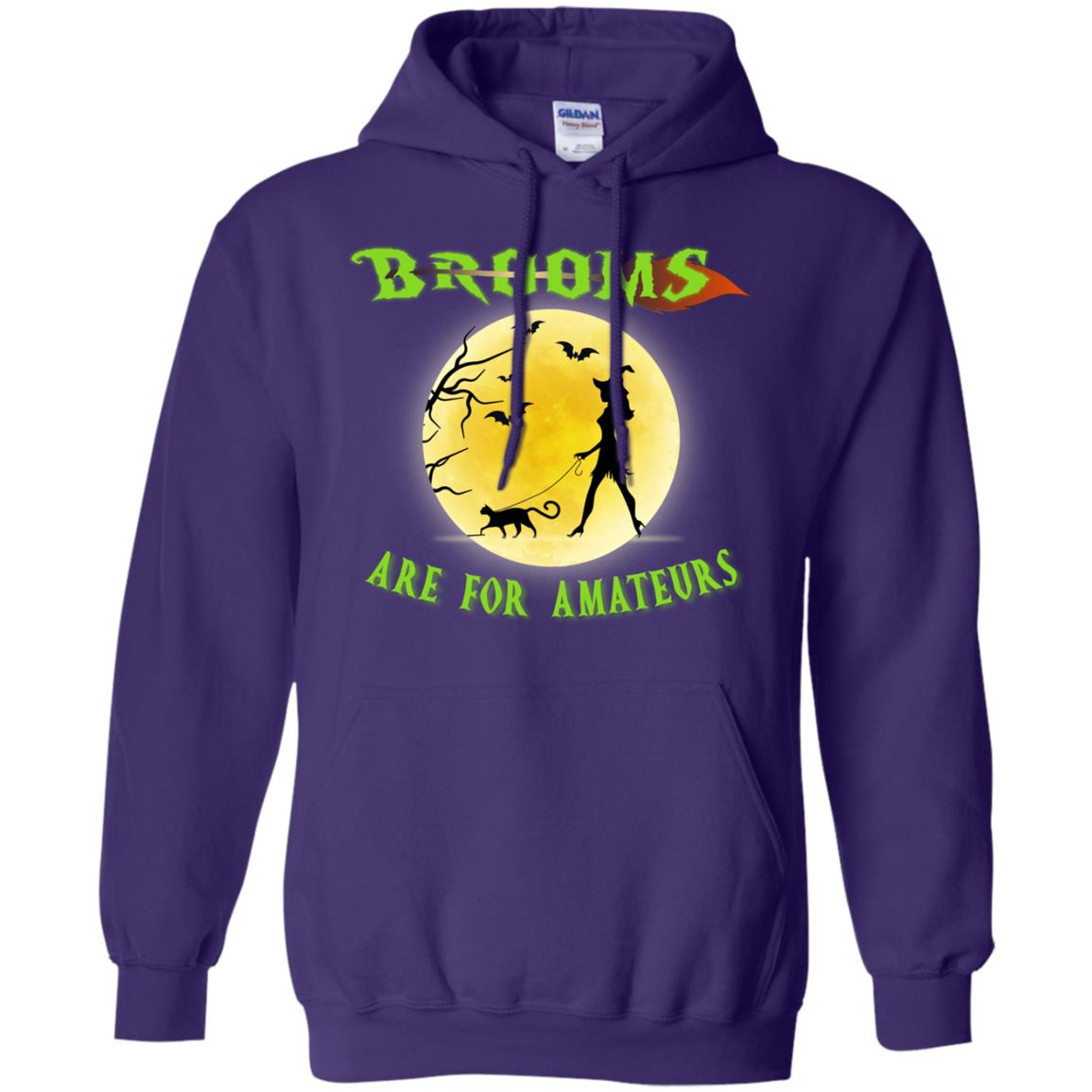 Brooms Are For Amateurs Witches Walk With Cat Funny Halloween Shirt Purple