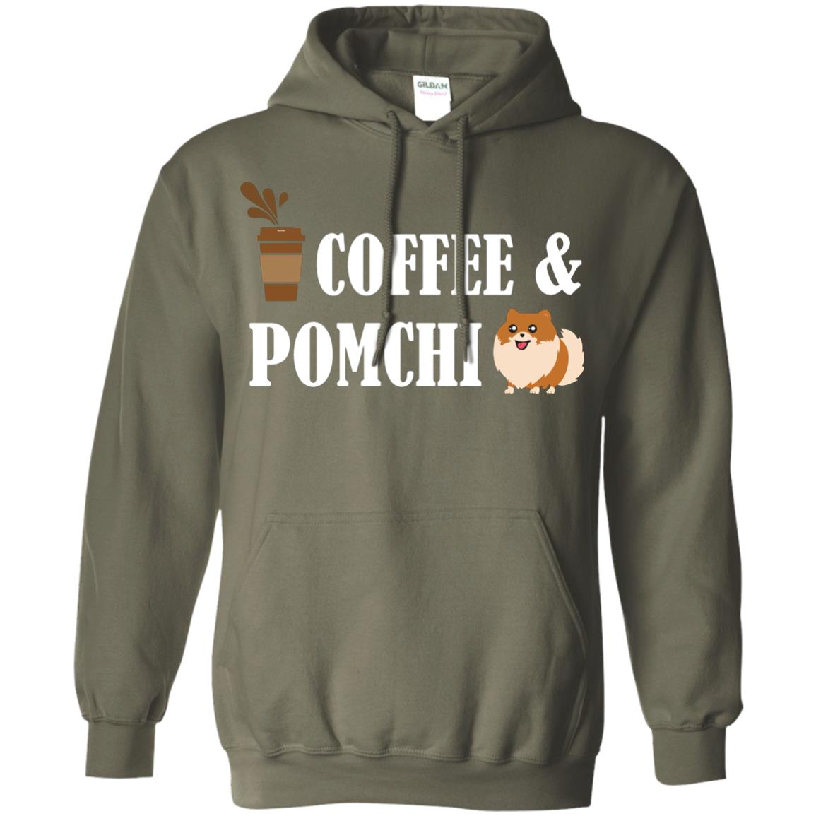 Coffee And Pomchi Lover Shirt Military Green