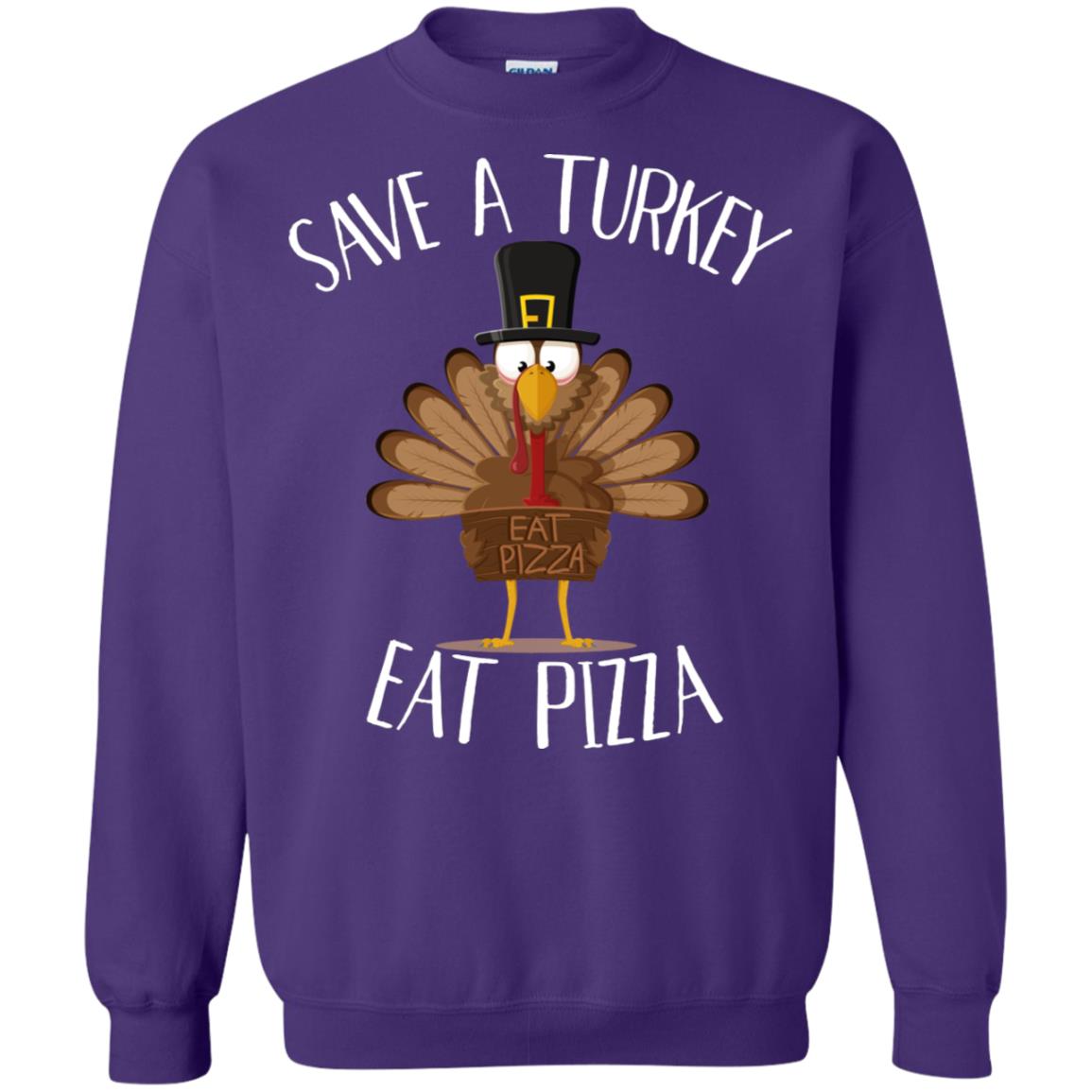 Save A Turkey Eat Pizza Thaksgiving Gift Shirt Purple
