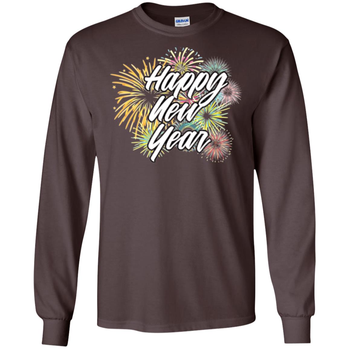 Happy New Year T-shirt Fireworks Dark Chocolate