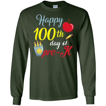Kindergarter T-shirt Happy 100th Day Of Pre-k Forest Green