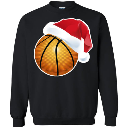 Basketball With Santa Claus Hat X-mas Shirt For Basketball Lovers Black