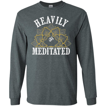 Funny Heavily Meditated Yoga Meditation T-shirt Dark Heather