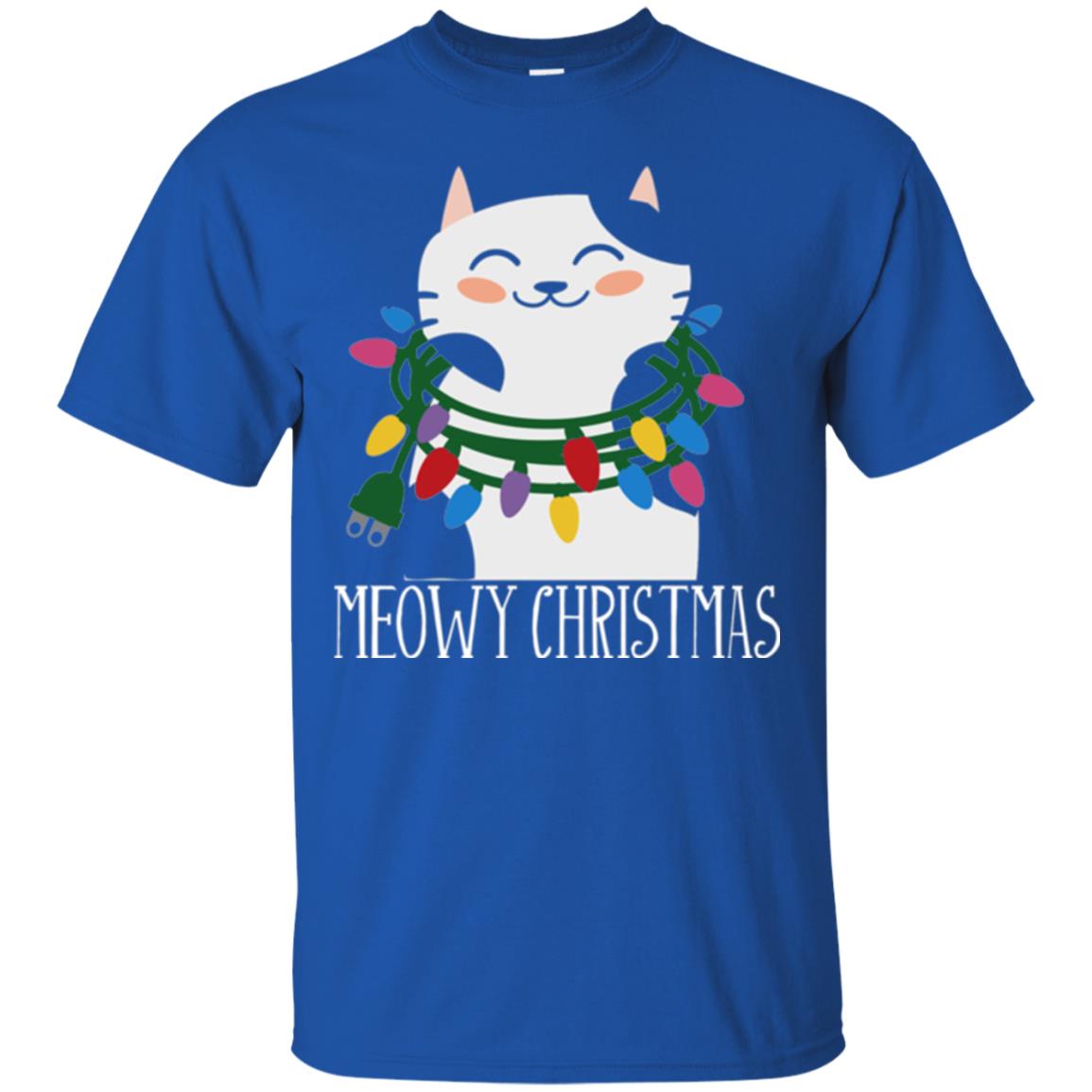 Meowy Christmas Holiday T-shirt Royal