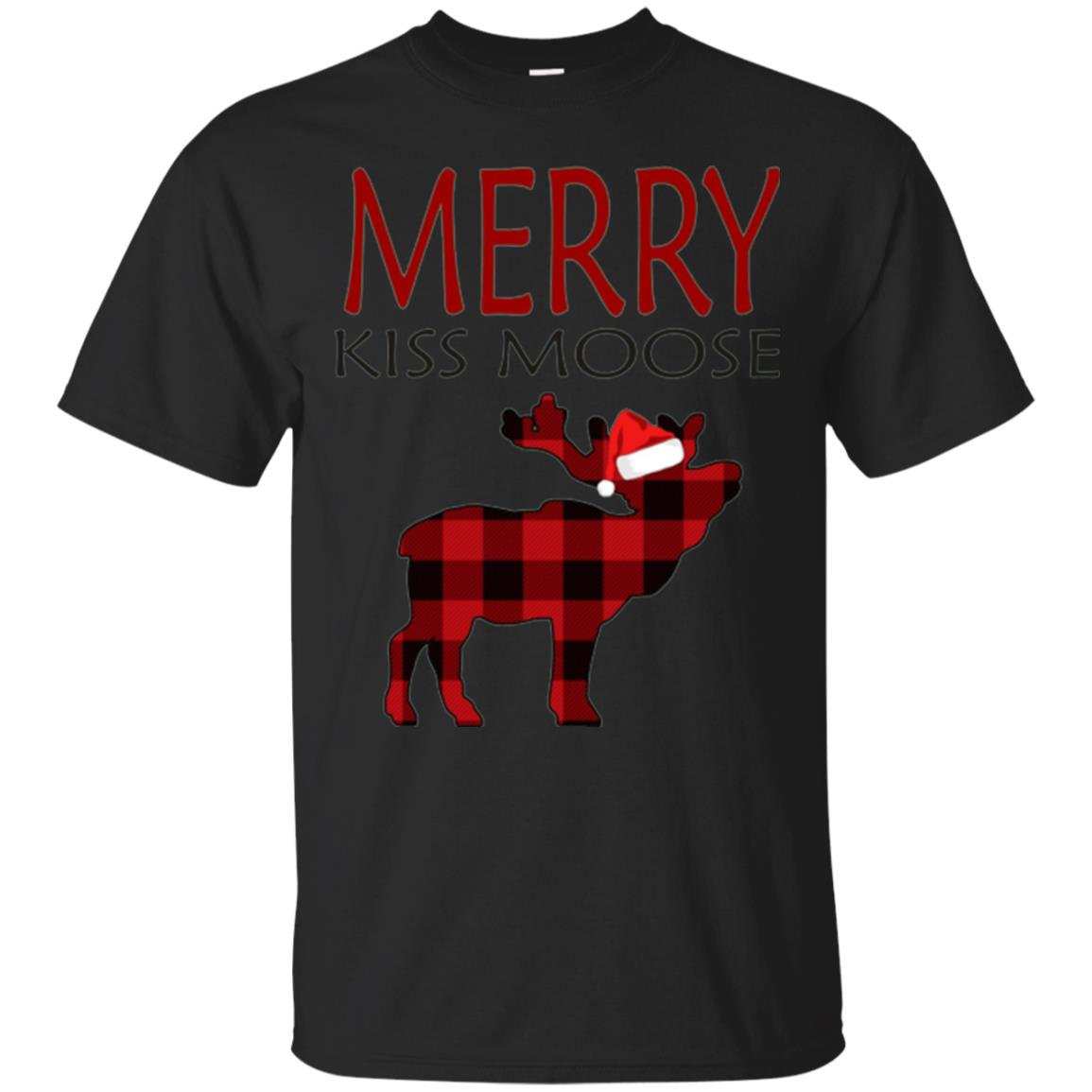 Christmas T-shirt Merry Kiss Moose Black