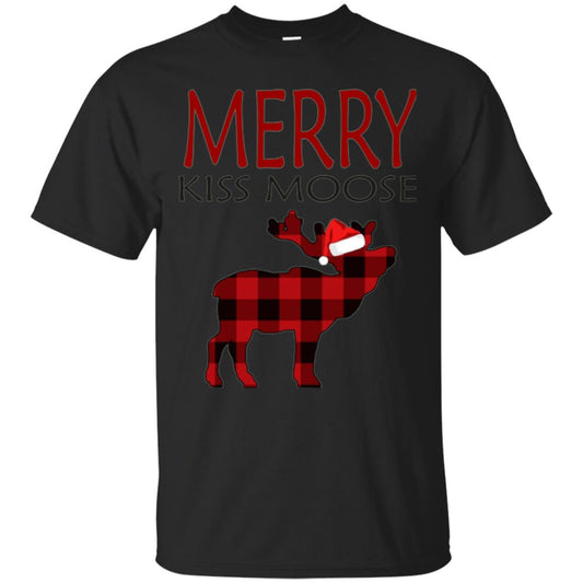 Christmas T-shirt Merry Kiss Moose Black