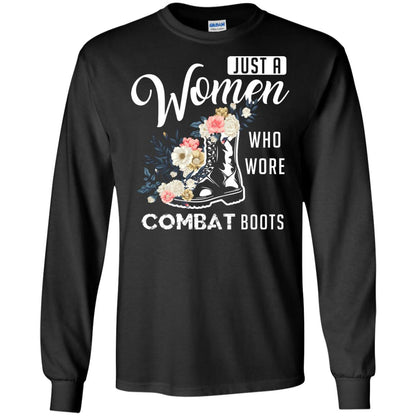 Just A Women Who Wore Combat Boots Female Veteran T-shirt Black