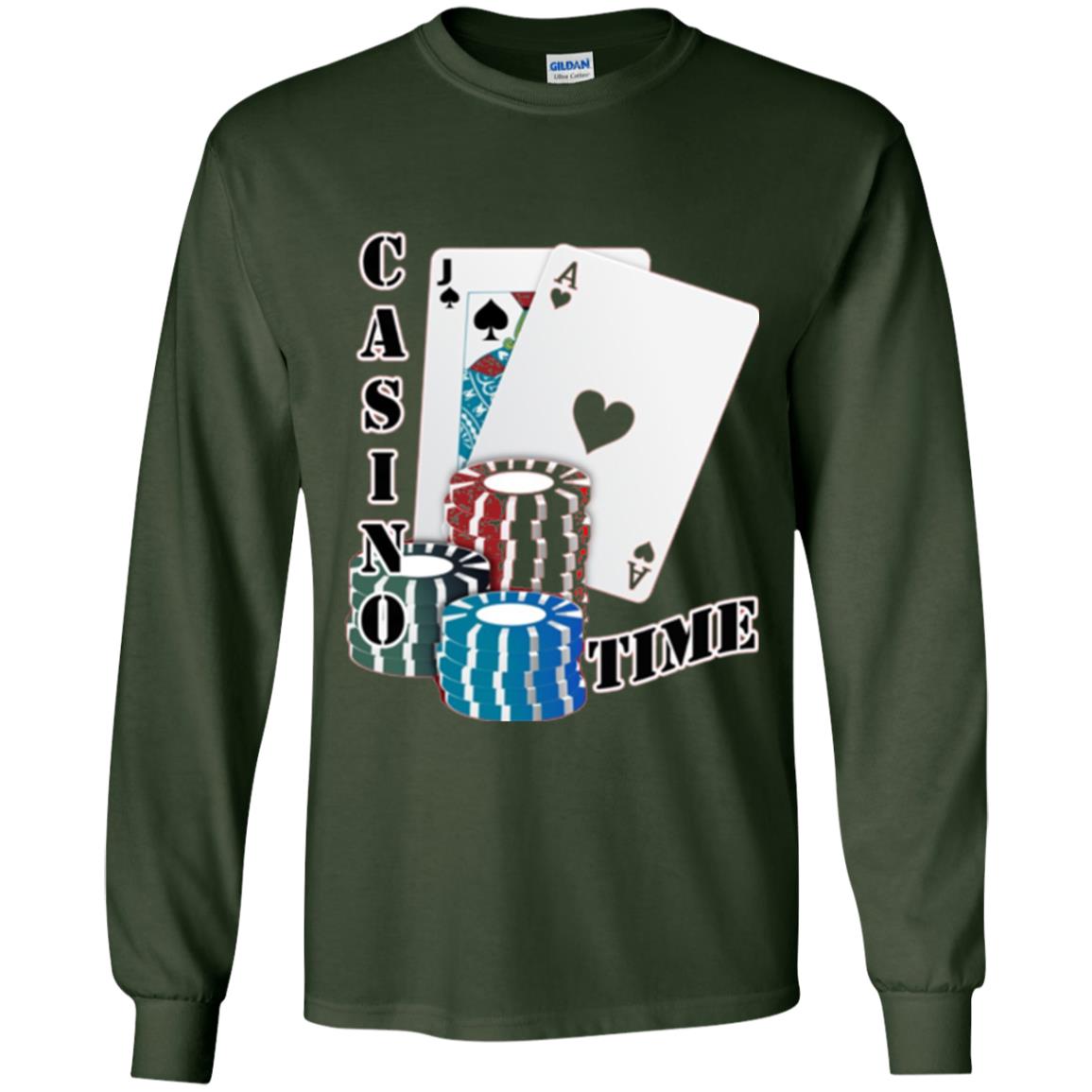 Fun Gambling T-shirt Casino Time Forest Green
