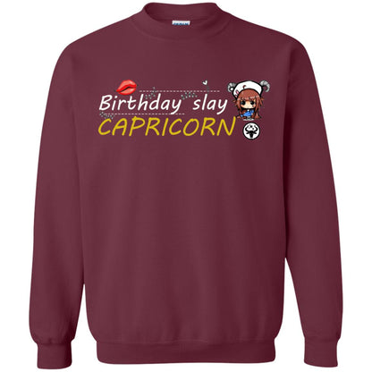 Cute Capricorn Girl Birthday Lip Slay T-shirt Maroon